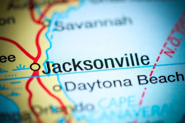 Jacksonville, Florida. USA on a map