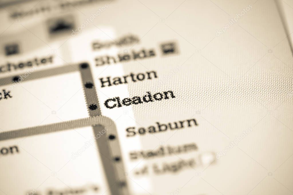 Cleadon Station. Newcastle Metro map.