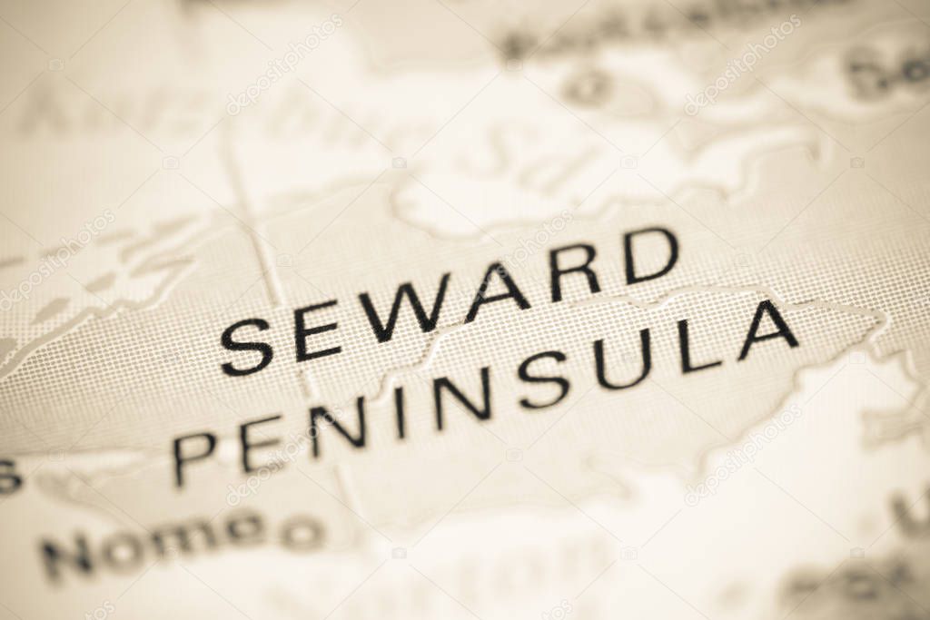Seward Peninsula. USA on a map