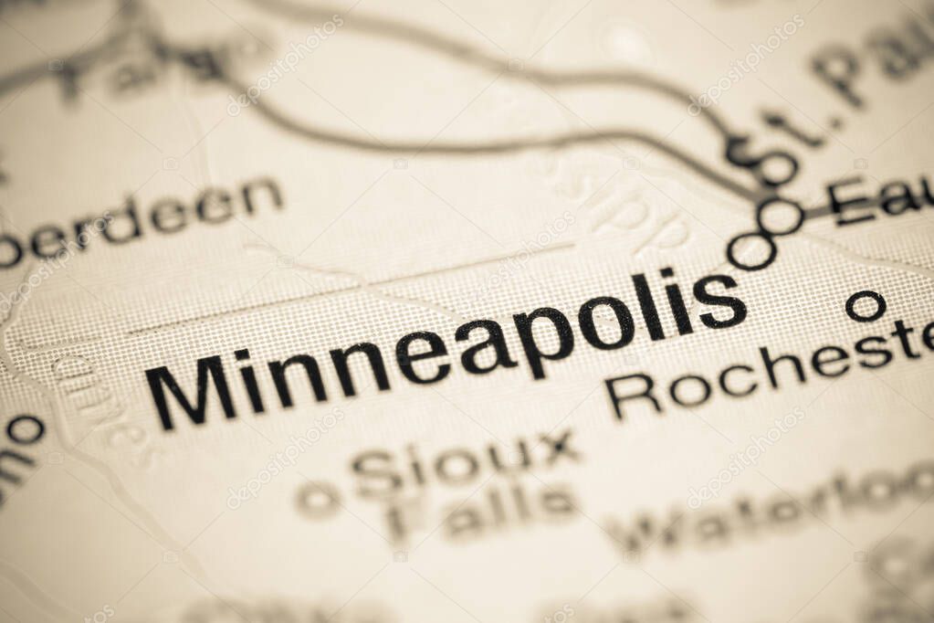 Minneapolis. USA on a map