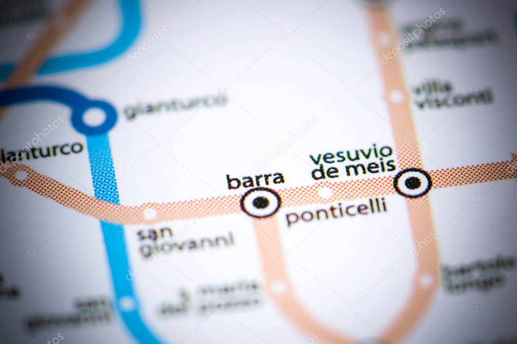 Barra Station. Naples Metro map.