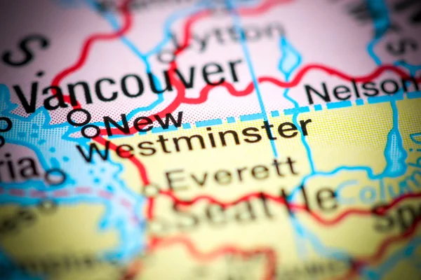 New Westminster. USA on a map
