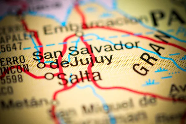 San Salvador de Jujuy. Argentina on a map — 스톡 사진