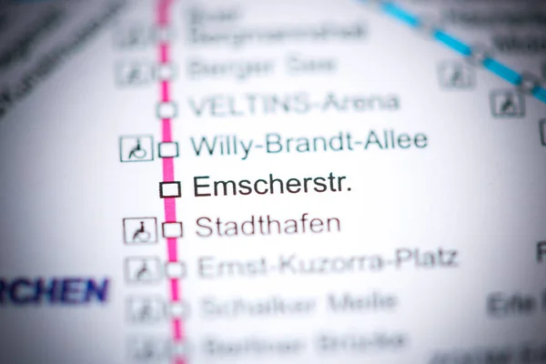 Estação Ermscherstrasse. Mapa do metro de Bochum . — Fotografia de Stock