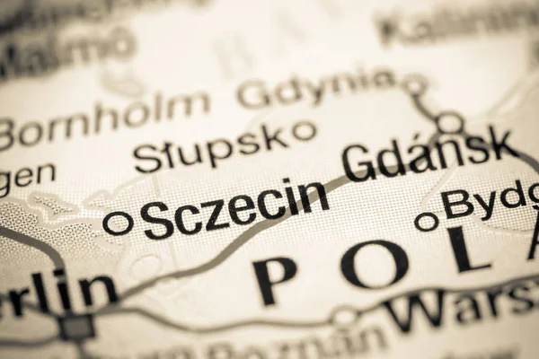 Sczecin, Poland on a map — Stock Photo, Image