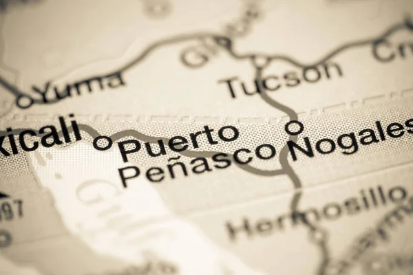 Puerto Penasco. Mexiko na mapě — Stock fotografie