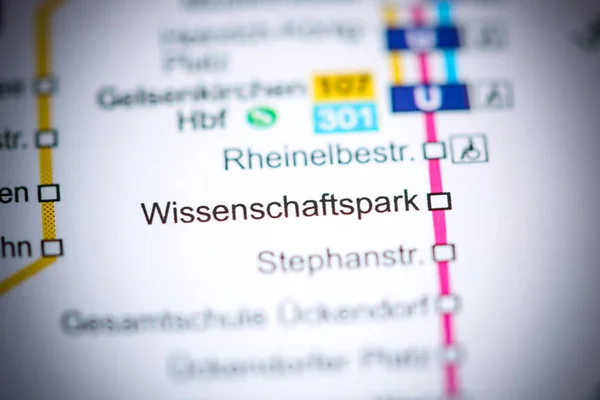 Wissenschaftspark Station. Bochum Metro map. — Stockfoto