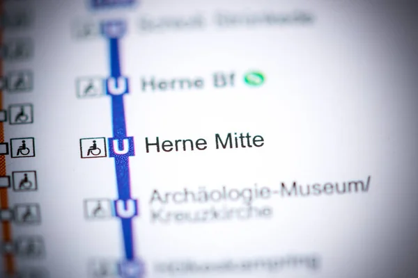 Herne Mitte-stationen. Karta över Bochums tunnelbana. — Stockfoto