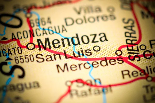 Mendoza. Argentina sobre um mapa — Fotografia de Stock