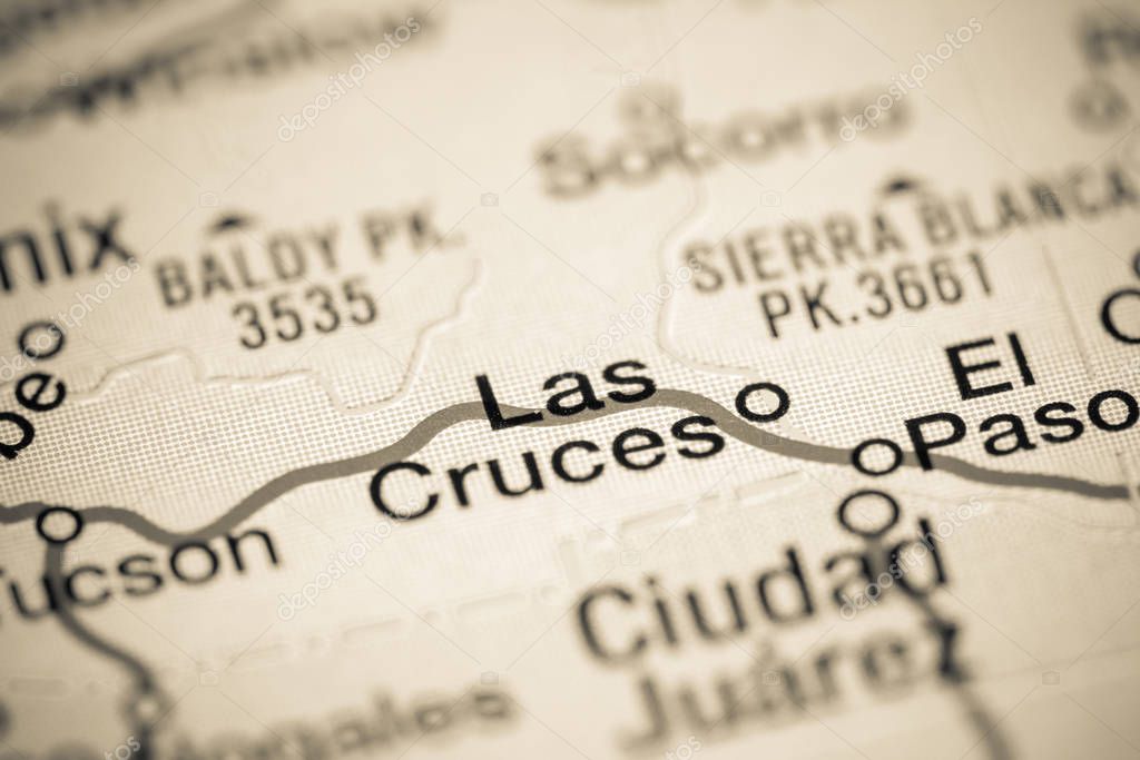 Las Cruces. USA on a map