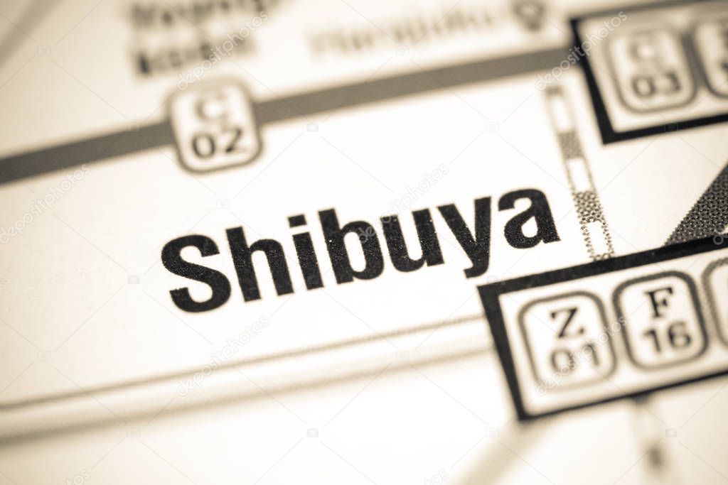 Shibuya Station. Tokyo Metro map.