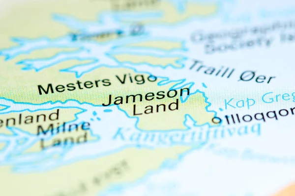 Земля Джеймсона. Ґренландія на карті — стокове фото