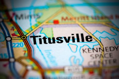 Titusville. Florida. USA on a map clipart