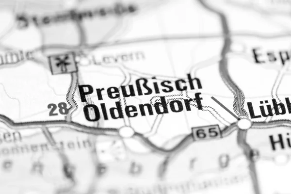 Preussisch Oldendorf 。 地图上的德国 — 图库照片