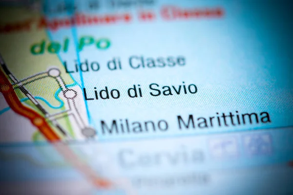 Лідо ді Савіо. Італія на карті. — стокове фото