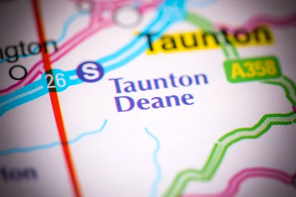 Taunton Deane. Reino Unido sobre um mapa — Fotografia de Stock