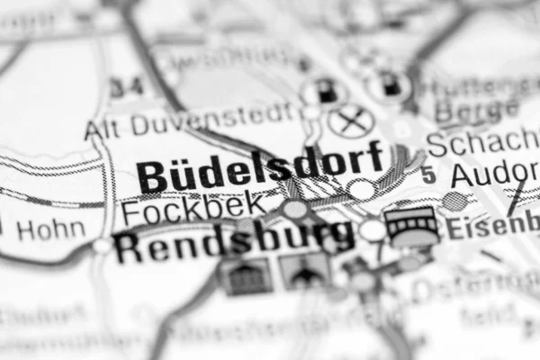Budelsdorf 。 地图上的德国 — 图库照片