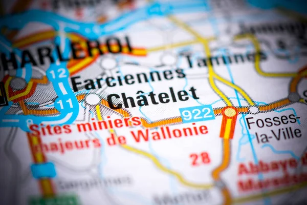 Chatelet. Belgium on a map — Stok fotoğraf