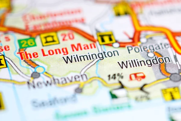 Wilmington. United Kingdom on a map — Stok fotoğraf