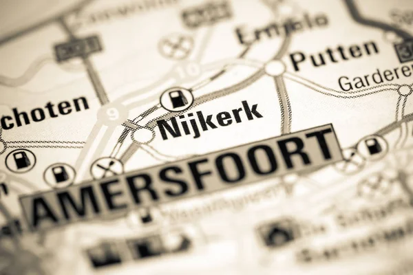 Nijkerk. Niederlande auf einer Karte — Stockfoto