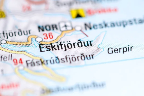 Eskifjordur. Iceland on a map — 스톡 사진