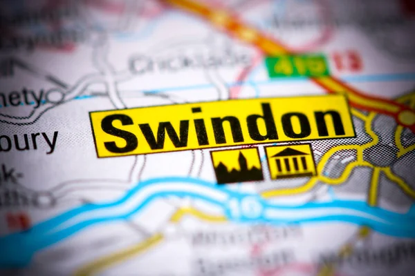 Swindon. Wielka Brytania na mapie — Zdjęcie stockowe