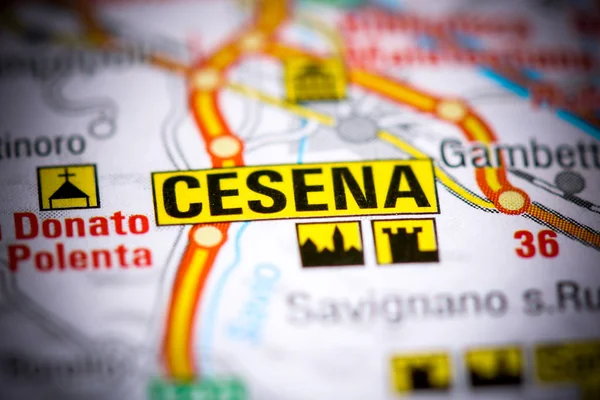 Cesena. Itália sobre um mapa — Fotografia de Stock
