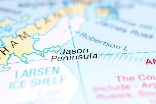 Jason Peninsula. Antártida sobre um mapa — Fotografia de Stock