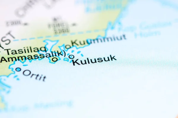 Kulusuk. Groenlândia sobre um mapa — Fotografia de Stock