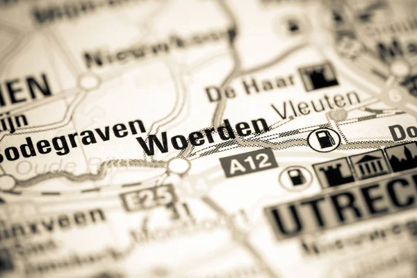 Woerden. Países Bajos en un mapa — Foto de Stock