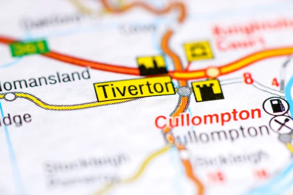 ティヴァートンだ地図上のイギリス — ストック写真