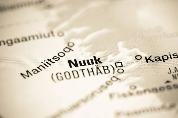 Nuuk. Groenlândia sobre um mapa — Fotografia de Stock