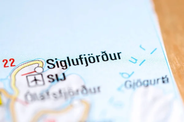 Siglufjordur. Islanda su una mappa — Foto Stock