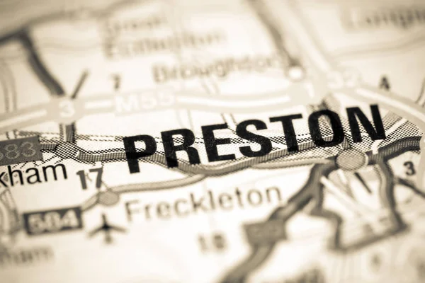 プレストン地図上のイギリス — ストック写真