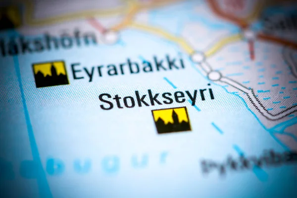 Stokkseyri. Islândia sobre um mapa — Fotografia de Stock