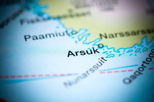 Arsuk. Greenland on a map — Stock Photo, Image