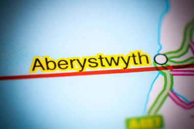 Aberystwyth. United Kingdom on a map clipart