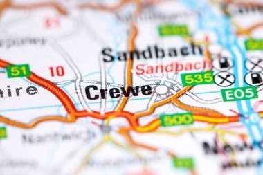 Crewe. United Kingdom on a map clipart