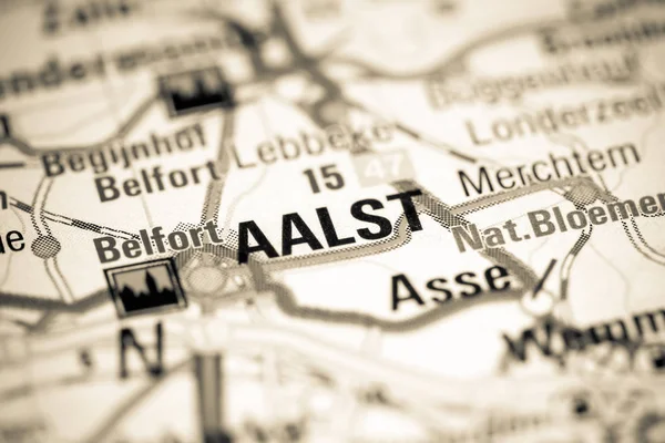 Aalst. Belgium on a map — Stok fotoğraf