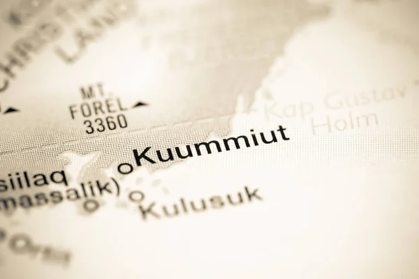 Kuummiut. Greenland on a map — Stock Photo, Image