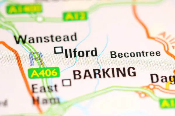 Ilford. United Kingdom on a map — Stock Photo, Image