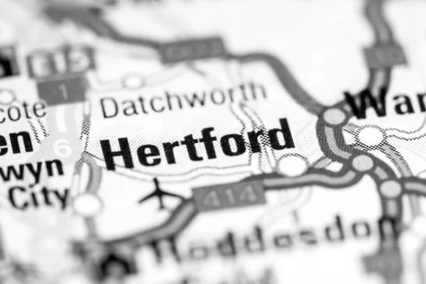 Hertford. Reino Unido sobre um mapa — Fotografia de Stock