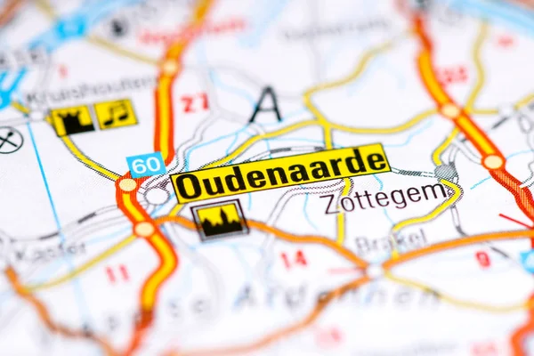 Oudenaarde. Bélgica sobre um mapa — Fotografia de Stock