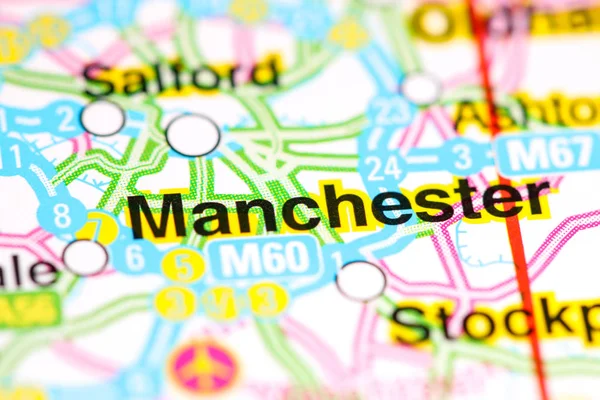 Manchester. Reino Unido en un mapa — Foto de Stock