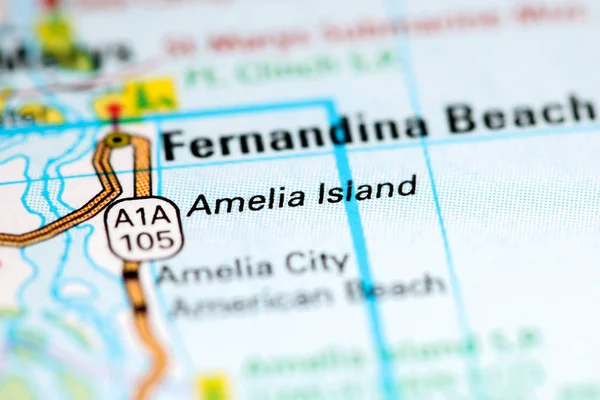 Στο νησί Αμέλια. Φλόριντα. Usa σε ένα χάρτη — Φωτογραφία Αρχείου