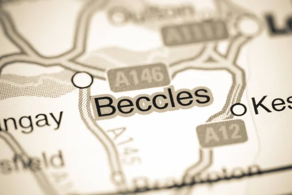 Beccles. Reino Unido sobre um mapa — Fotografia de Stock
