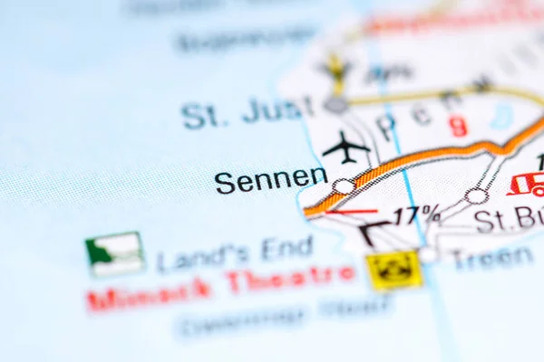 Sennen. United Kingdom on a map — Stockfoto