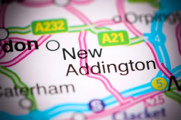 Nowy Addington. Wielka Brytania na mapie — Zdjęcie stockowe