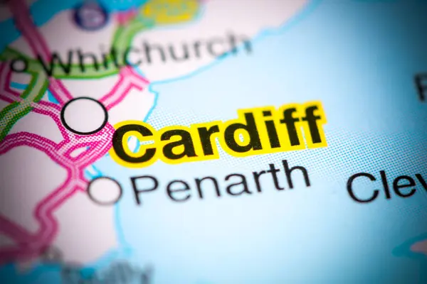 Cardiff. United Kingdom on a map — 스톡 사진