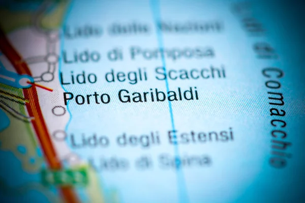 Porto Garibaldi. Italie sur une carte — Photo